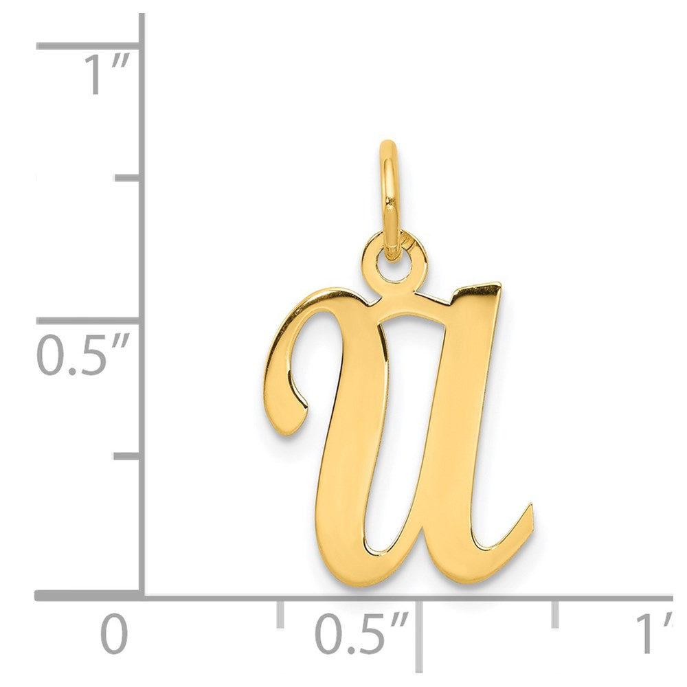 14K Yellow Gold Initial Letter U Charm Pendant - (B11-927)